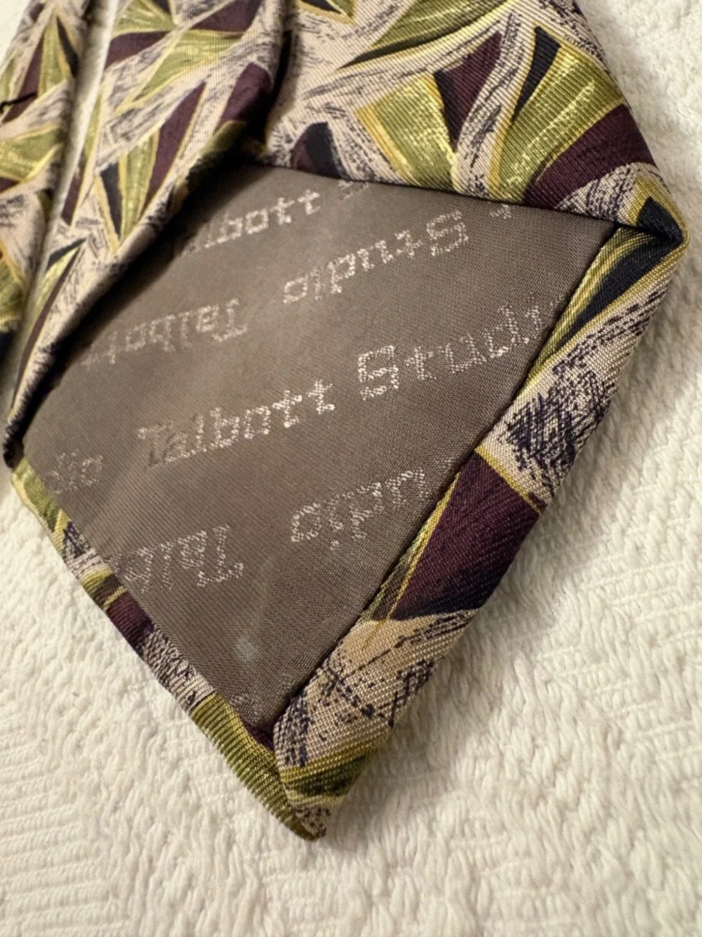 Vintage Robert Talbott Studio Silk Tie Geometric Abstract Earth Tones